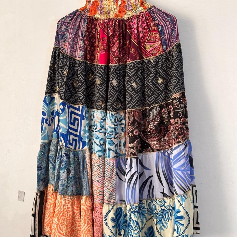 Multicolor Patchwork Maxi Skirt